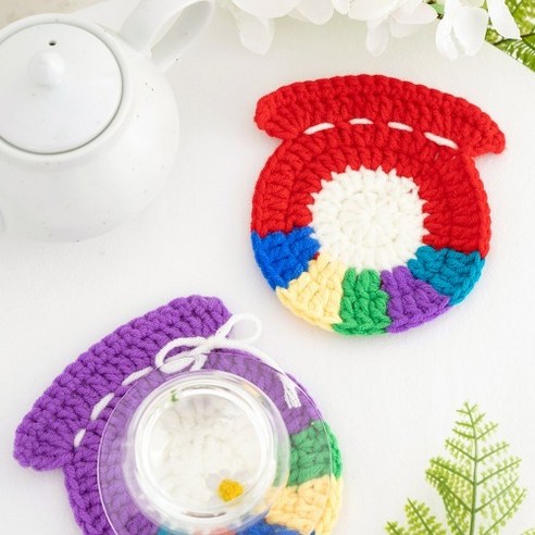 민화샵 코바늘 복주머니 DIY, 복주머니 티코스터, 1개