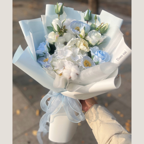 입학식선물 조화꽃다발 졸업식꽃다발 입학식꽃다발 송년회 단체꽃다발 타플랫폼 후기만점, XS size, 블루
