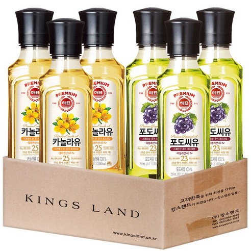 해표 카놀라유250ml 3개+해표 포도씨유250ml 3개