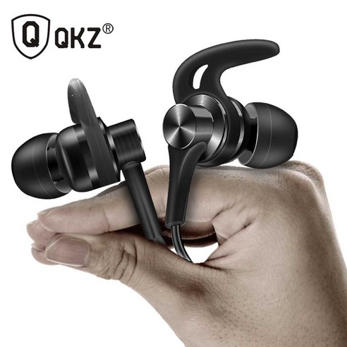 DFMEI QKZ EQ 뿔 이어폰 샤크 지느러미 메탈 이어셋 스포츠 중저음 이어폰 이어셋, 블랙 - 마이크 장착