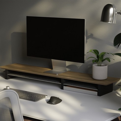 작업 공간에 품격을 더하는 더블데크 원목 모니터 받침대