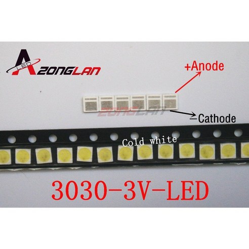 EVERLIGHT 1000pcs LED 백라이트 1W 3030 3V 쿨 화이트 80 90LM TV 응용 프로그램 62 ...