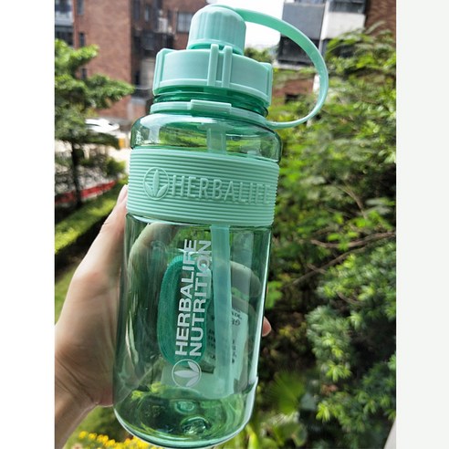 [XIG] 1000ml Herbalife 영양 스포츠 하이킹 물병 피트니스 밀짚 식품 등급 플라스틱 물병, 파란