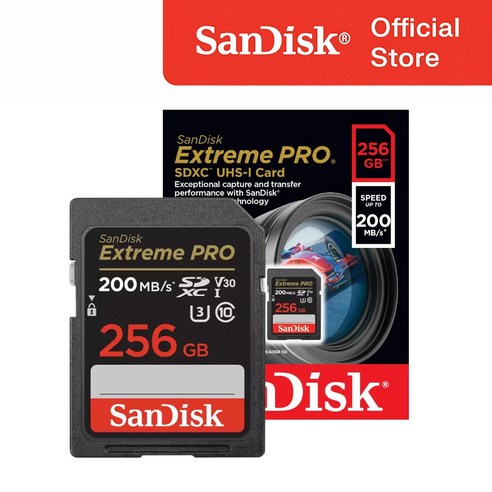샌디스크 정품 SD 메모리카드 Extreme Pro 익스트림 프로 SDXC 평생보증 Lifetime, 1개, 256GB