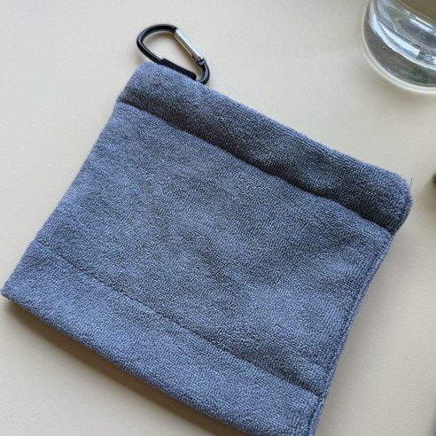 골프 클럽 볼 클리너 + 카라비너 2종 세트, 그레이, 14cm, 7가지 색상, 두툼한 디자인 볼타월