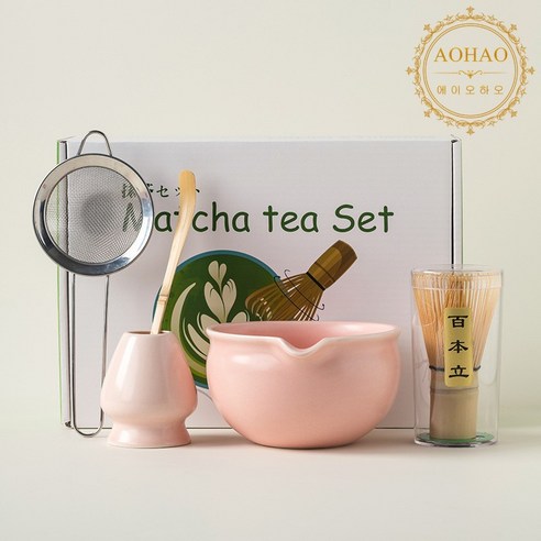 AOHAO 연한 색 차선 5PCS 세트 MATCHA WHISK, 4세트, 핑크