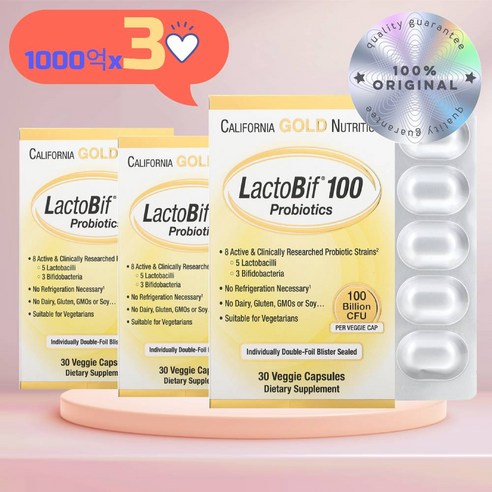 California Gold Nutrition (해외) 캘리포니아 골드 락토비프 1000억 유산균, 30정, 3개