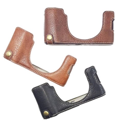 Qalart Fujifilm X100V 카메라용 PU 카메라 가방 하프 베이스, 피스, Brown
