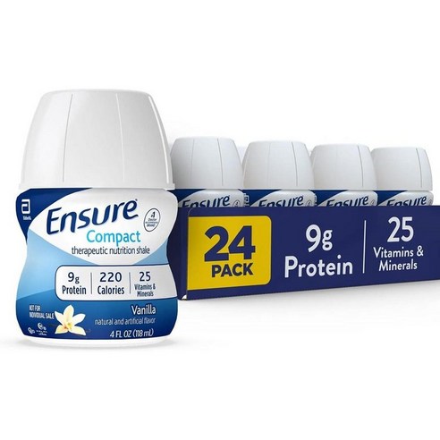 Ensure Compact Nutrition Shake Vanilla 엔슈어 콤팩트 9g 단백질 쉐이크 바닐라 118ml 24팩, 24개