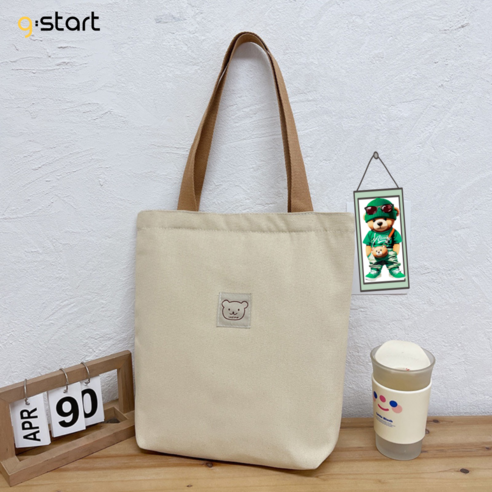 G:Start 캔버스 데일리 지퍼형 에코백 L 어깨걸이형