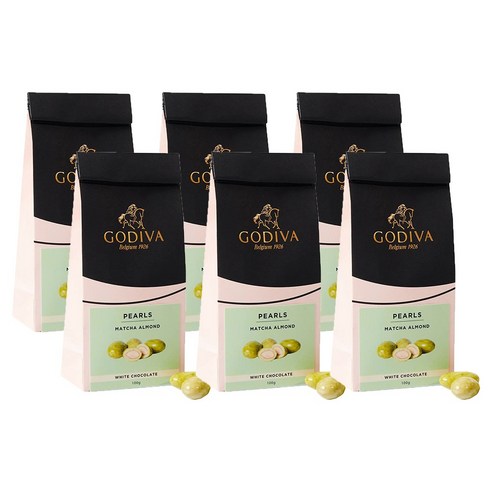 고디바 펄 화이트 초콜릿 말차 아몬드 100g x 6팩 녹차, 6개