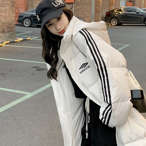 HA.M 여성 롱패딩 캐주얼 삼라인 포인트 패딩 코트 데일리 점퍼
