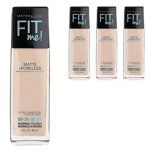 메이블린 핏 미! 파운데이션 매트 + 포어리스 30ml, 4개, 105 Fair Ivory
