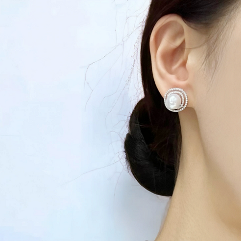 브라이덜박스 925 silver 침 국내생산 무알러지 큐빅 왕진주 귀걸이 혼주귀걸이 진주귀걸이 웨딩귀걸이 본식 2부 은침 포인트 한복