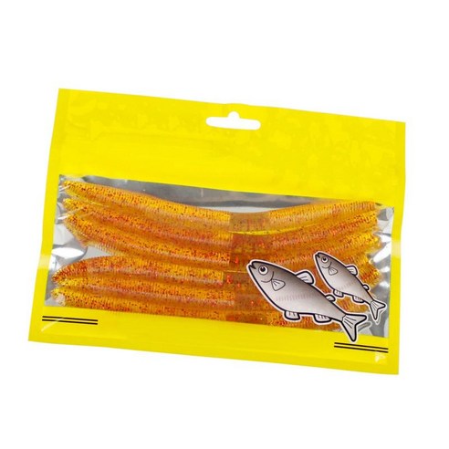 6x 실물 같은 국수 웜 루어 낚시 루어 PVC 땅벌레 태클 키트 송어 용 소프트 미끼, 주황색, 14x1cm., PVC.