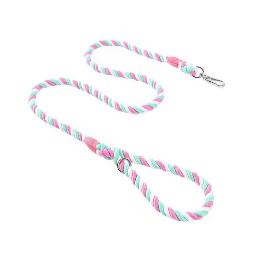 순면 강아지 리드줄 패션 강아지 줄 세트 두께 12mm 스트롱 로프 슬립 강아지 목줄, 1개, 벚꽃 핑크