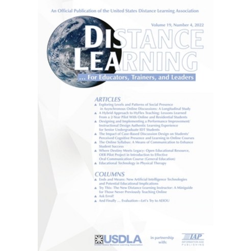 (영문도서) Distance Learning Volume 19 Number 4 2022 Paperback, Information Age Publishing, English, 9798887302348