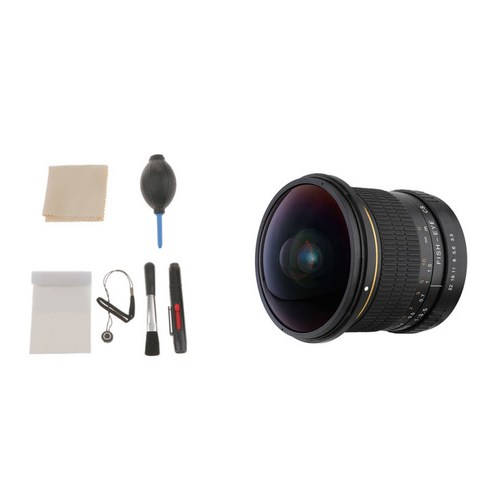 캐논 EOS 카메라 마운트를 위한 8mm f/3.5 HD 비정형 슈퍼 와이드 어안 렌즈 카메라 청소 키트, 설명, 블랙, 설명