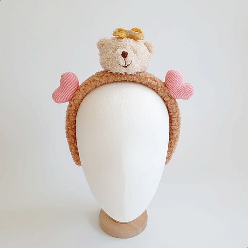 아이엠파티 동물 머리띠 놀이동산 놀이공원 인형 생일 파티 연말 운동회 단체 졸사, 쌍하트곰 갈색