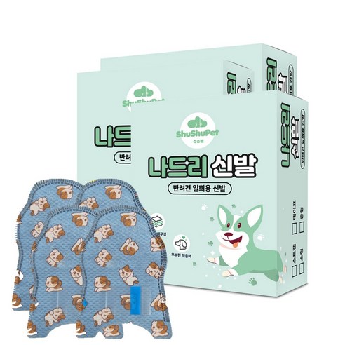 슈슈펫 나드리 강아지 산책용 신발 24p + 스트랩 8p 세트, 3세트, 테이프 캐릭터팩