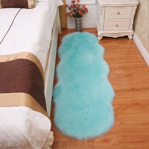 양털 카펫 롱 뽀글이 카펫 침실 매트 양가죽 방석 거실 침대 옆 창문턱 매트입니다., 연 남색
