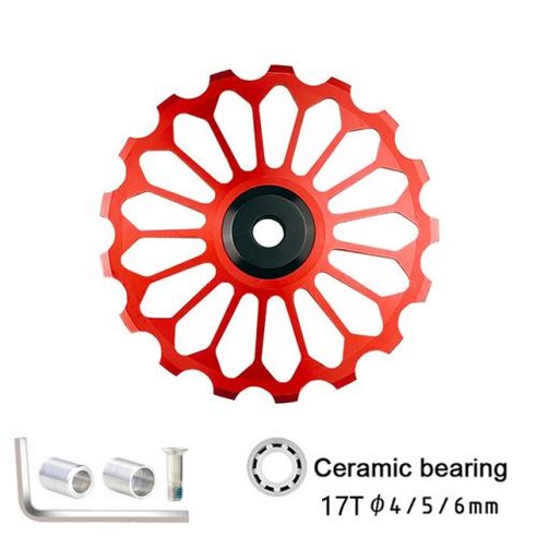 세라믹스피드 빅풀리 MTB 자전거 뒷 변속기 자키 휠 11T 13T 17T 세라믹 베어링 풀리 도로 가이드 롤러 아이들러 풀리 나사 4/5/6mm, 3) 17T RED