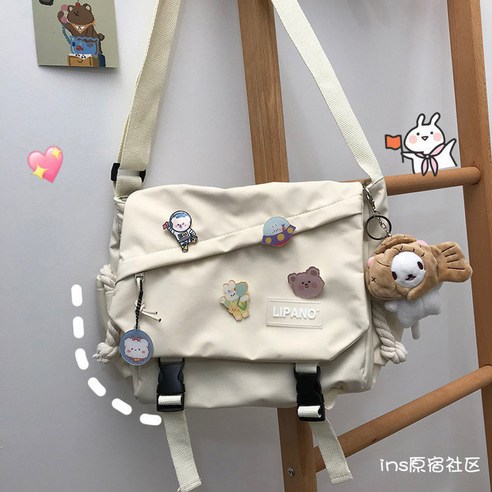 캔버스 대각선 크로스 백 청년 패션 캐주얼 버전 여성용 대용량 숄더백 단색 메신저 지갑