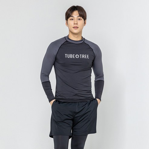 남성용 소매 배색 래쉬가드 상의