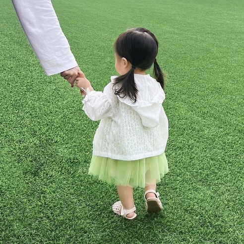 도오빠 해피해 아동 점퍼 후드 긴팔 프릴 리본 레이스 버튼 키즈 남아 여아 공용 여름 아우터