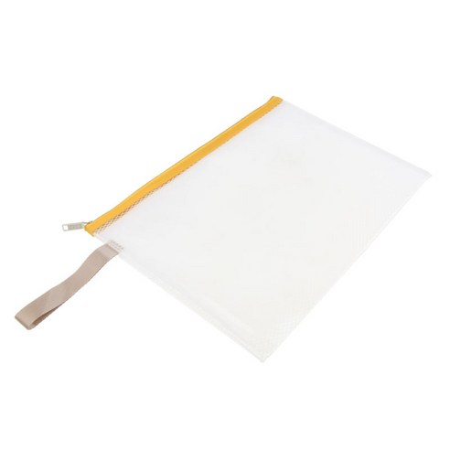 지퍼가 달린 플라스틱 문서 보관 폴더 파일 지갑 A4 크기 4가지 색상 사용 가능, 옐로우, 33.5x23.5cm, 설명