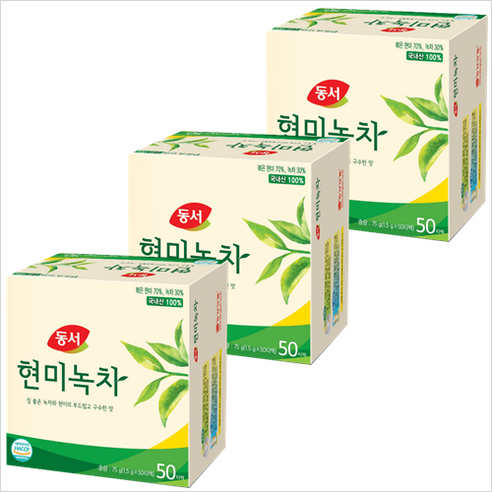 동서 현미녹차 1.5g, 50개입, 3개