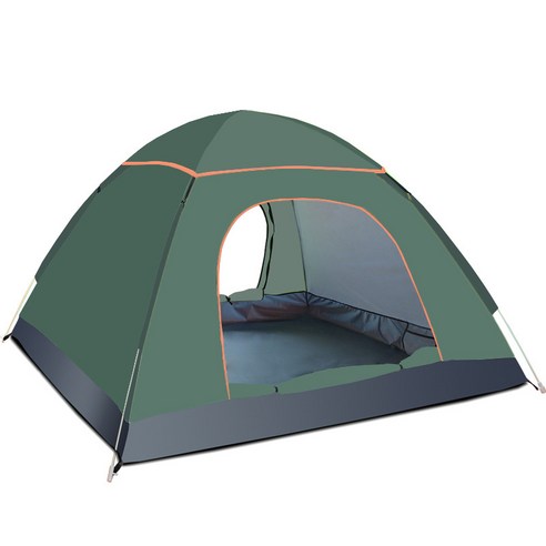 텐트 야외 3-4인 전자동 자외선 차단 접이식 비치 캠핑, 짙은 녹색, 3-4