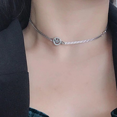 [셀럽비아] 925실버 스마일 체인 초커 은목걸이