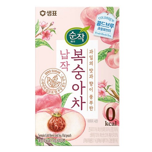 샘표 순작 납작복숭아차 티백 / 콜드브루 과일허브티 허브차 복숭아티, 1.8g, 1개, 20개입