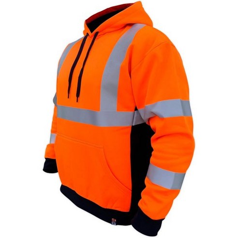 SafetyShirtz Safety Shirtz High Visibility Hoody - SS360 Basic ANSI Class 3 Hi Vis 헤비 듀티 안전 스웨터 방한, Small_Orange