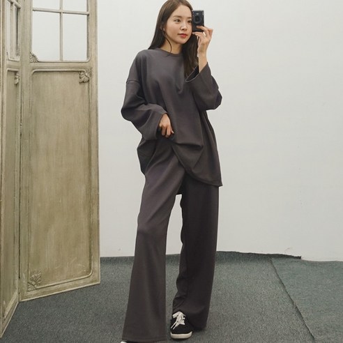 트레이닝세트 무지 긴팔 롱티 와이드팬츠 상하의