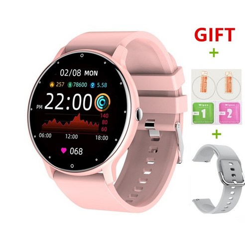 [XIG] 새로운 스마트 시계 울트라 얇은 Hd 스크린 운동 심박수 수면 모니터링 남성 패션 Smartwatch 안드로이드 Ios, 핑크 선물 B, 하나