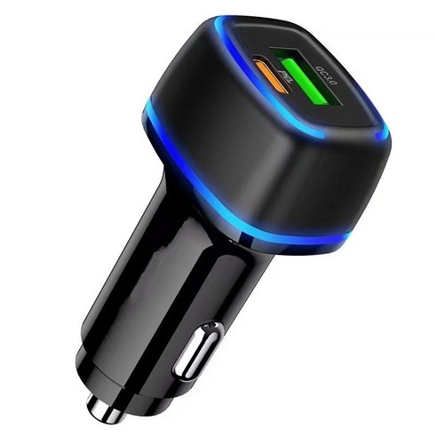 새로운 자동차 충전기 초고속 충전 헤드 헤일로 qc3.0 자동차 충전기 담배 라이터 type-c 자동차 액세서리, QC3.0+PD20W 블랙