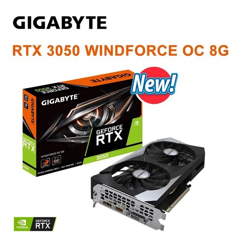 기가 바이트 새로운 비디오 카드 RTX3050 WINDFORCE OC 8G rtx 3050 128Bit GDDR6 8GB 14000MHz 게임용 데스크탑 그래픽 카드 placa, 1)GV-N3050WF2OC-8GD