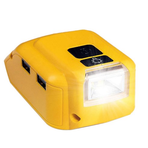 Huante DCB090 배터리 어댑터 변환기 Dewalt 20V 최대 18V 리튬 이온 배터리용 듀얼 USB가 있는 전원, 1set, 노란색