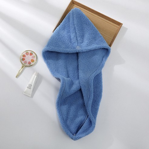 나노 섬유 흡착제 농축 드라이 헤어 타올 극세사 빨리 드라이 고급형, 65*25CM, 파란색
