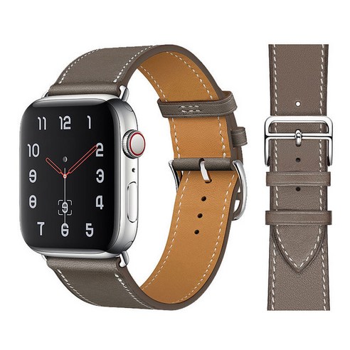 100% 정품 소가죽 iWatch 루프 팔찌 밴드 Watch 7 6 SE 5 4 41mm/45mm iWatch 6 5 4 호환 44mm/40mm 38mm/42mm, Gray, 38mm/40mm/41mm