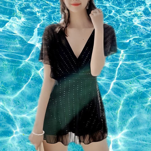 그린올리브 원피스 블랙 스윔 모노키니 체형커버 수영복