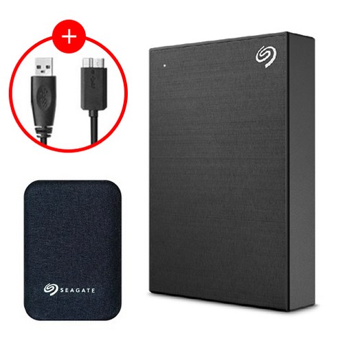 씨게이트 One Touch HDD 데이터복구 외장하드+파우치+암호화 기능+USB케이블, Black, 2TB