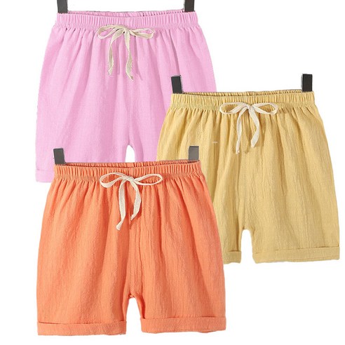  온더키즈 컬러팝 린넨 3부 반바지 팬츠 3종 세트 여아 남아 유아 아동 초등 여름 바지