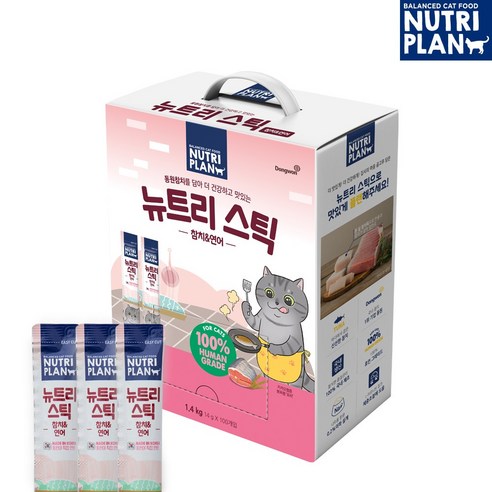 동원 뉴트리플랜 뉴트리스틱 고양이 간식 츄르 대용량, 100개입, 14g, 참치+연어