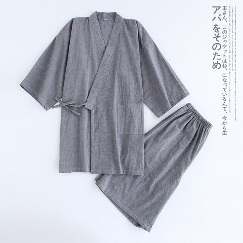 KORELAN18 면 거즈 반팔 반바지 와플 홈웨어 커플 여름 얇은 일본식 잠옷 세트