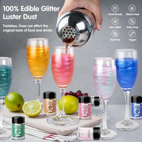 칵테일의 밤을 수놓는 마법, 식용 글리터 6색 세트