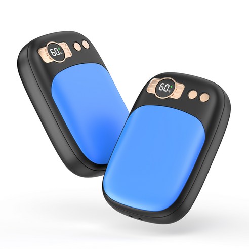 CCAGU 손난로 보조배터리 10000mAh 휴대용 전기 충전식 양면발열 미니 핸드워머 핫팩, 블루