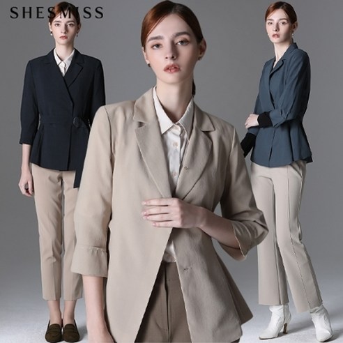 쉬즈미스 오픈 카라 플랩포켓 샤틴 셔츠 택가격 128000원 9 쉬즈미스 솔리드 벨티드 테일러드 재킷_SWWJKL31130